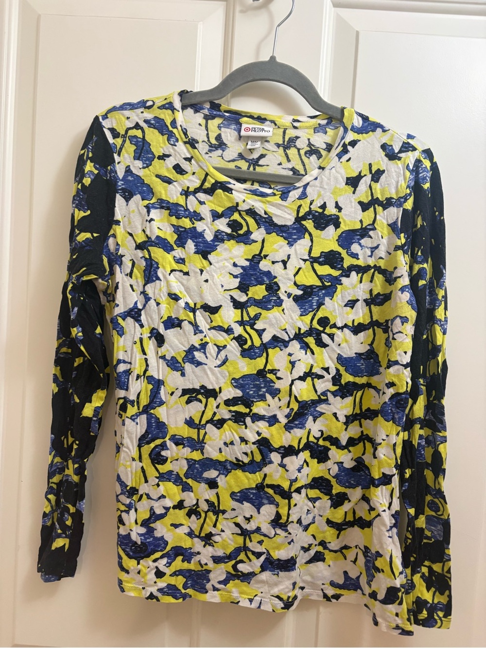 Peter Pilotto for Target Floral Abstract Long Sleeve Tee in Yellow, Blue & White
